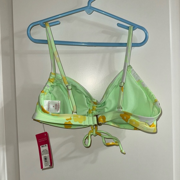 Xhilaration green tie front ruched floral bikini set, size M new with tags - Picture 3 of 8